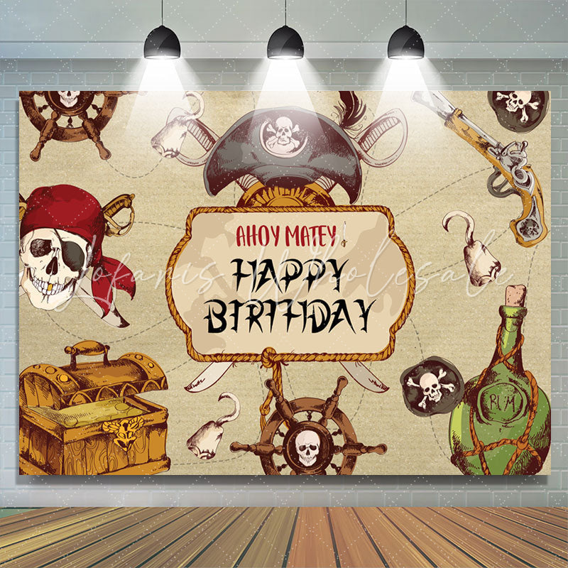 Lofaris Ahoy Matey Horrible Halloween Happy Birthday Backdrop