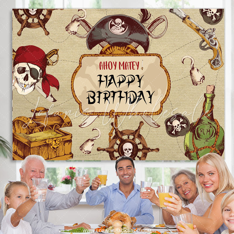 Lofaris Ahoy Matey Horrible Halloween Happy Birthday Backdrop