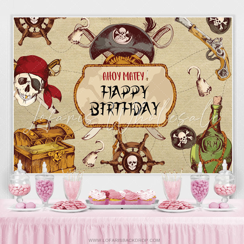 Lofaris Ahoy Matey Horrible Halloween Happy Birthday Backdrop