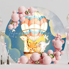 Air Balloon Animals Round Backdrop For Magical Party Celebration Fun