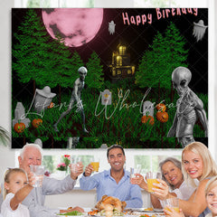 Lofaris Alien Cemetery Halloween Moon Birthday Backdrop