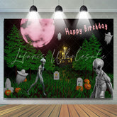 Lofaris Alien Cemetery Halloween Moon Birthday Backdrop