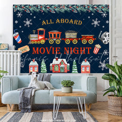 Lofaris All Aboard Movie Night Merry Christmas Holiday Backdrop