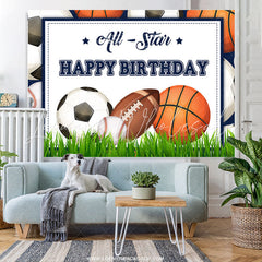Lofaris Allstar Grass Theme Happy Birthday Backdrop For Boy