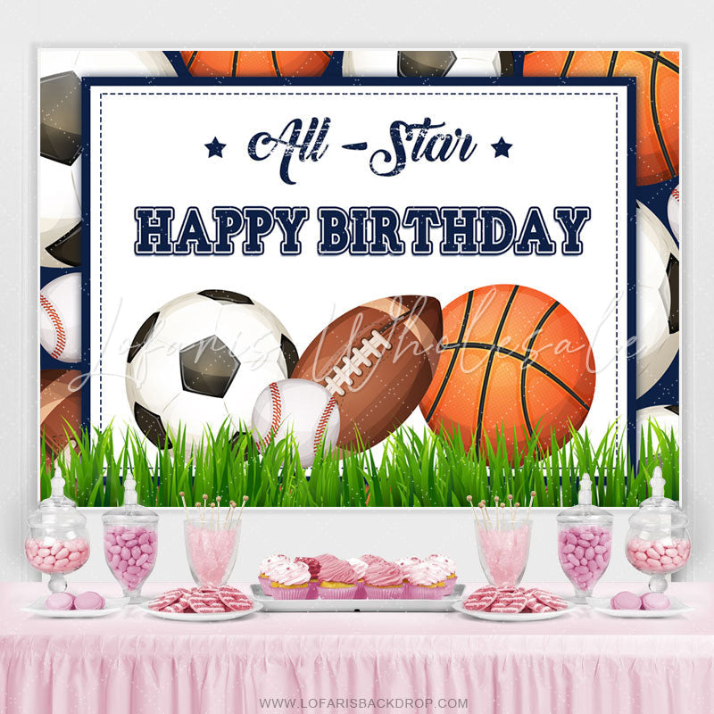 Lofaris Allstar Grass Theme Happy Birthday Backdrop For Boy