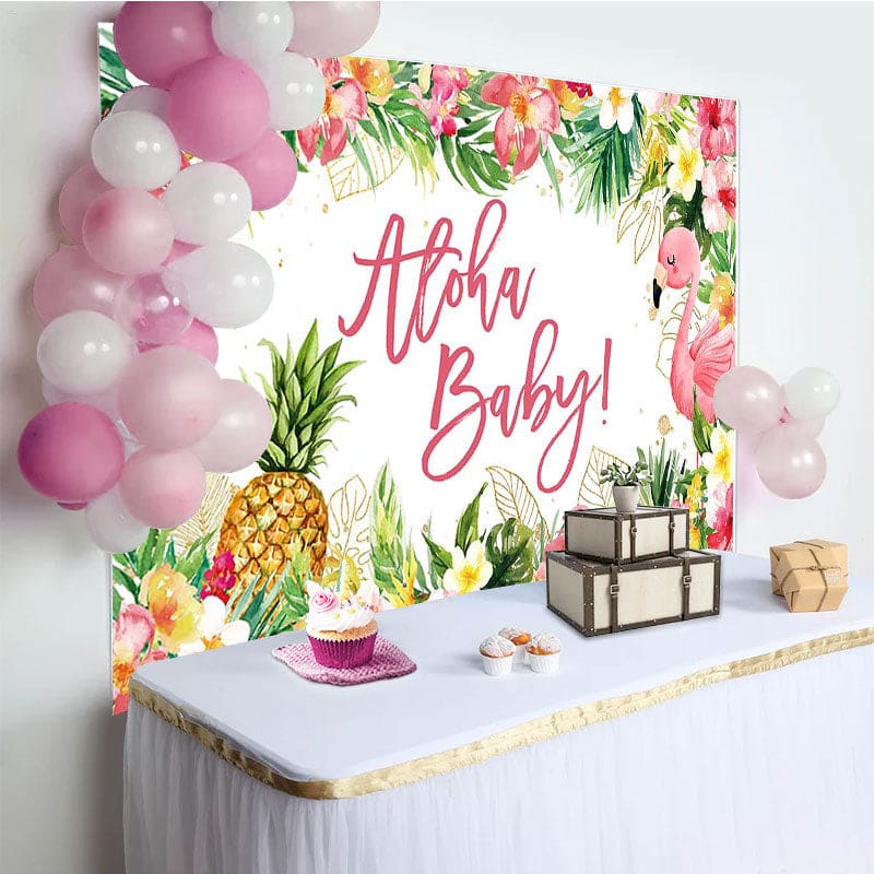 Aloha Baby Floral Gender Reveal Backdrop For Girl