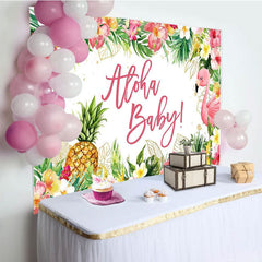 Aloha Baby Floral Gender Reveal Backdrop For Girl
