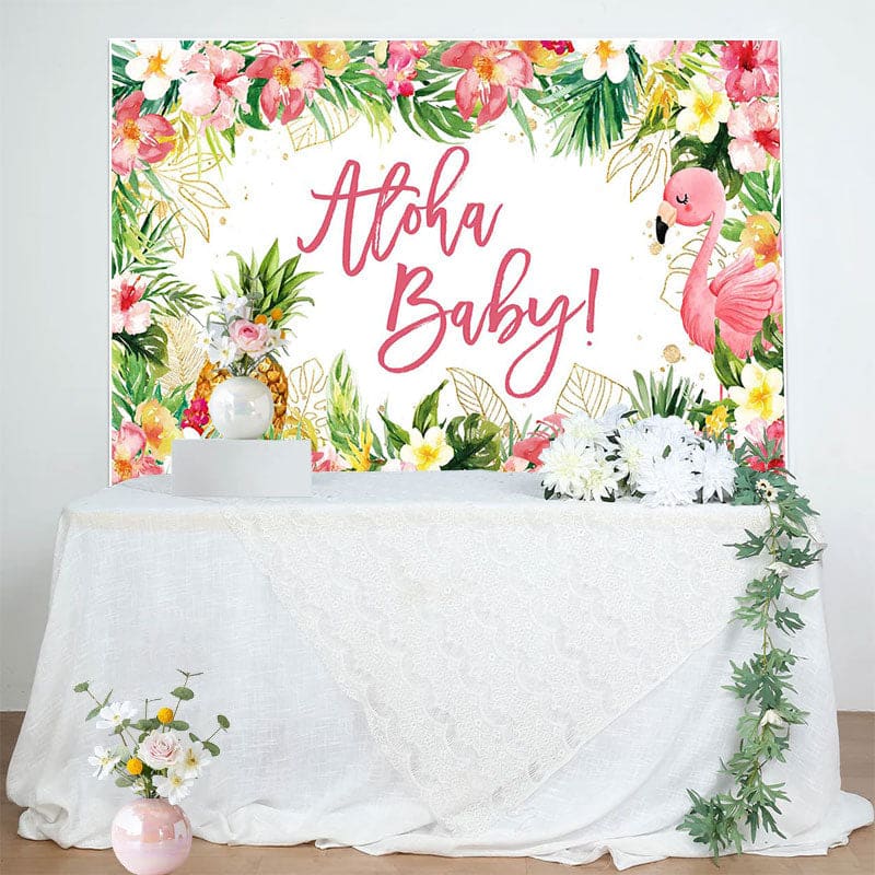 Aloha Baby Floral Gender Reveal Backdrop For Girl