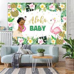 Lofaris Aloha Flamingo Girls Baby Shower Backdrop Summer Party