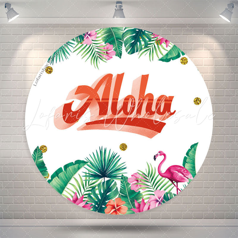Lofaris Aloha Summer Flamingo Round Party Backdrop Cover