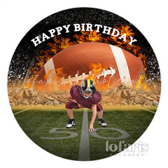 Lofaris American Football Theme Boy Player Round Birthday Backdrop