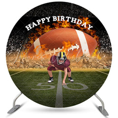 Lofaris American Football Theme Boy Player Round Birthday Backdrop