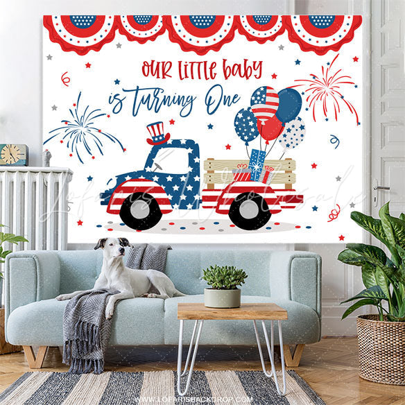 Lofaris American Truck Theme 1st Birthday Backdrop For Boy