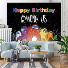 Lofaris Among Cartoon Cute In The Space Happy Birthday Backdrop
