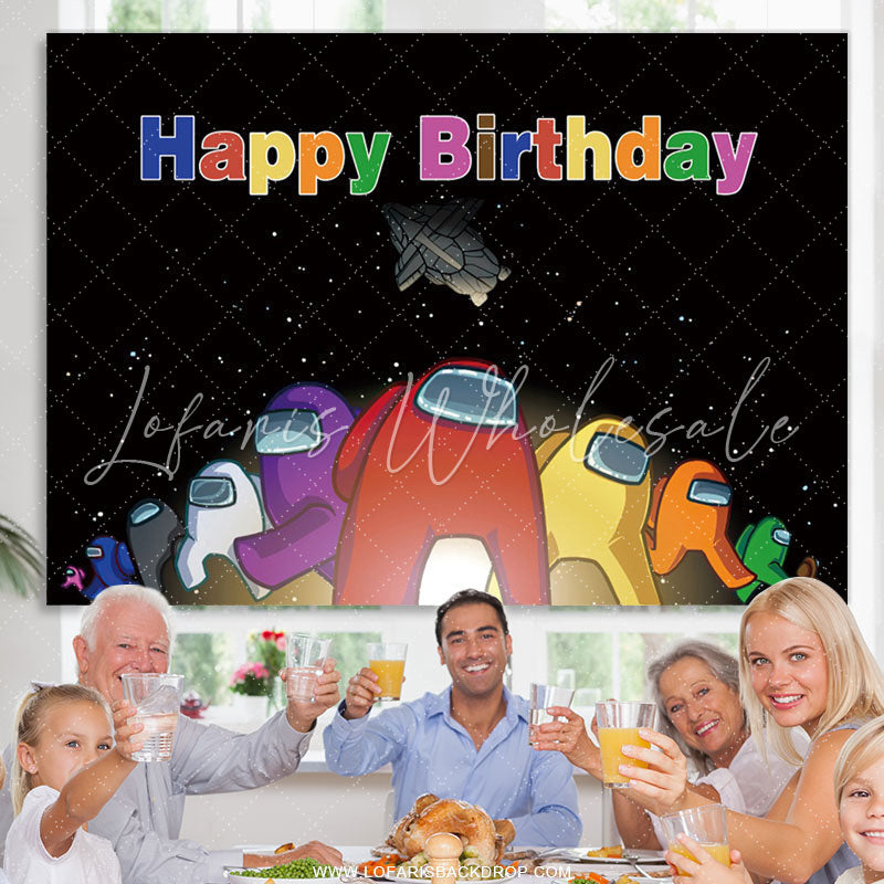 Lofaris Among Cartoon Cute No Logo Happy Birthday Backdrop