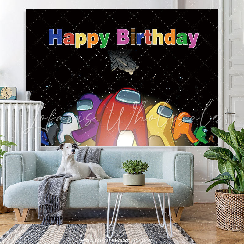 Lofaris Among Cartoon Cute No Logo Happy Birthday Backdrop