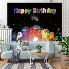 Lofaris Among Cartoon Cute No Logo Happy Birthday Backdrop