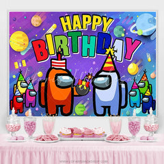 Lofaris Among Cartoon In Space Bomb Happy Birthday Backdrop