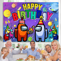 Lofaris Among Cartoon In Space Bomb Happy Birthday Backdrop