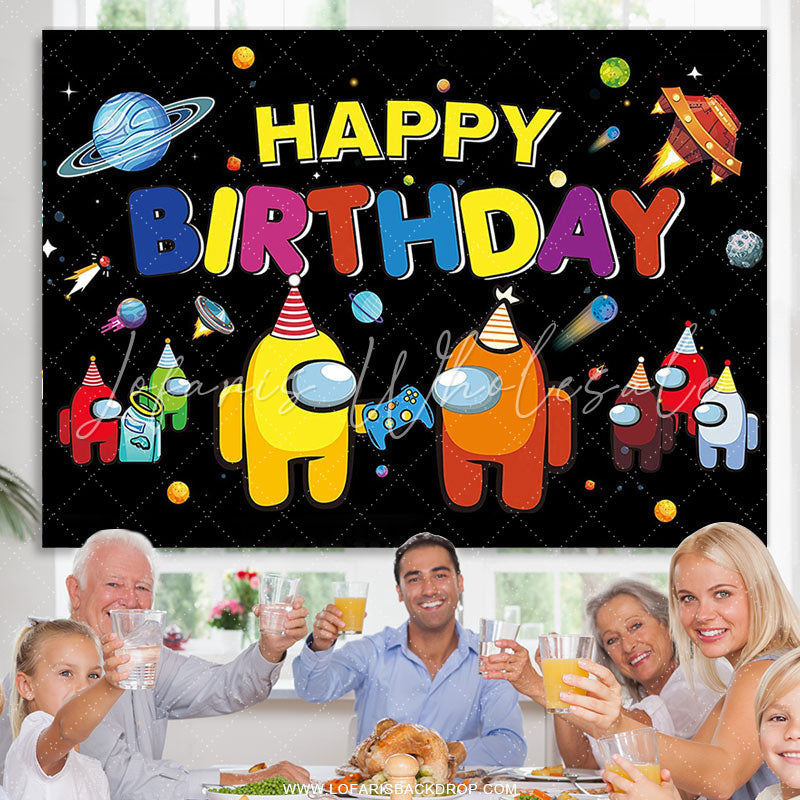 Lofaris Among Cartoon Play Games In Space Birthday Backdrop