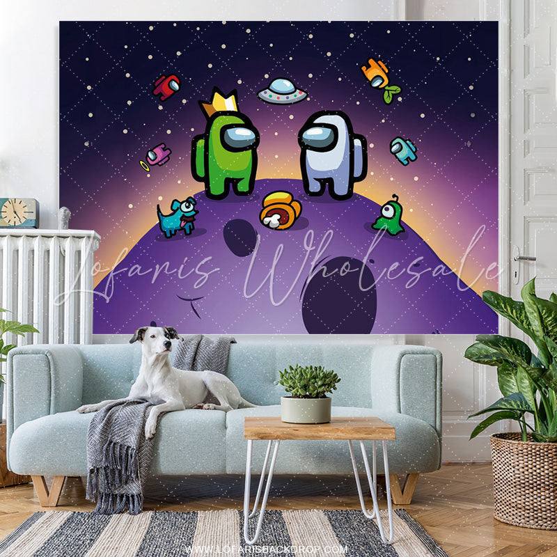 Lofaris Among Characters Stand On The Hill Space Backdrop