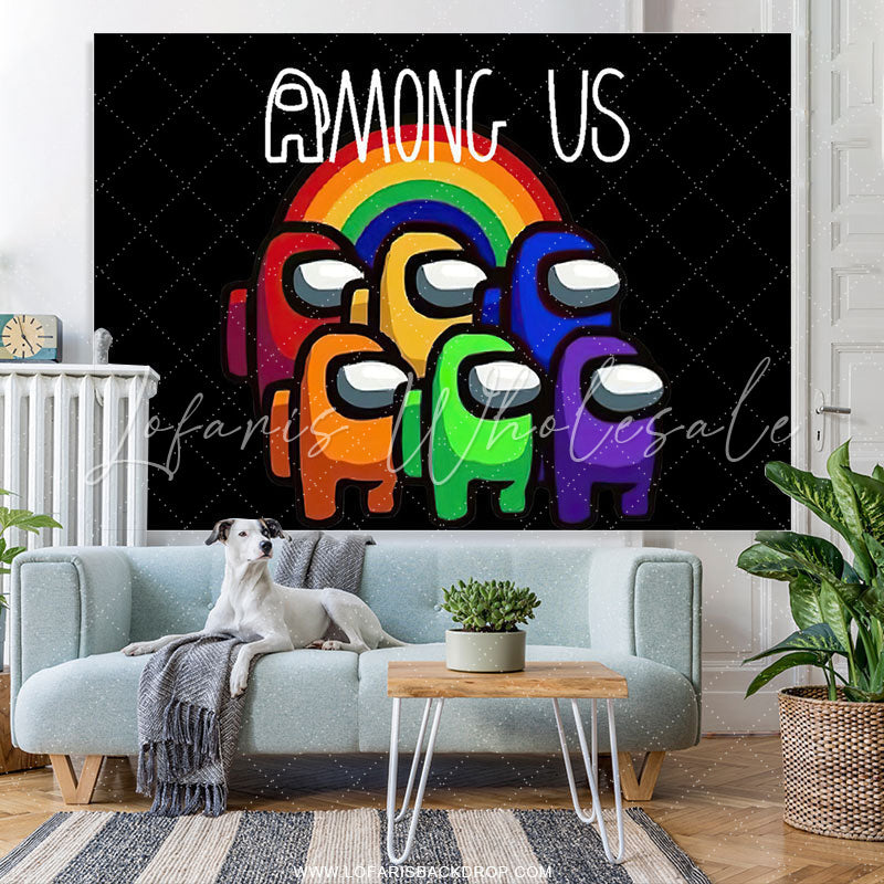 Lofaris Among Lovely Cartoon With Rainbow Birthday Backdrop