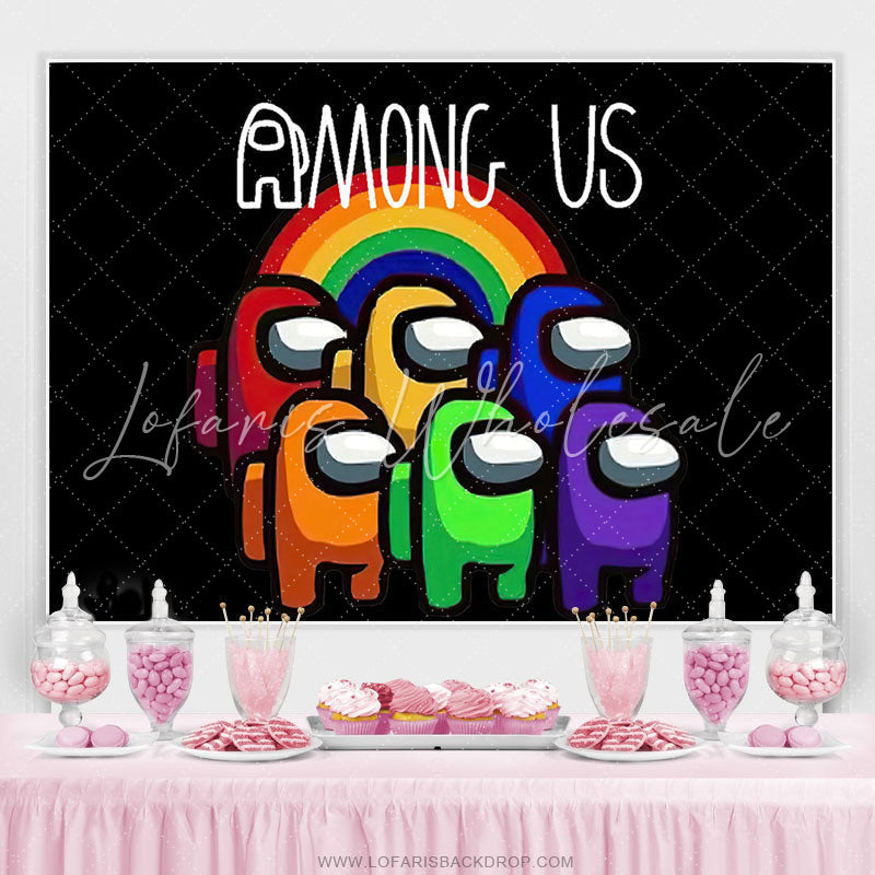 Lofaris Among Lovely Cartoon With Rainbow Birthday Backdrop