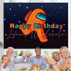 Lofaris Among One Orange Cute Cartoon Happy Birthday Backdrop