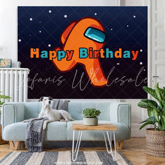 Lofaris Among One Orange Cute Cartoon Happy Birthday Backdrop