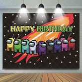 Lofaris Among Space Black Happy Birthday Backdrop For Kids
