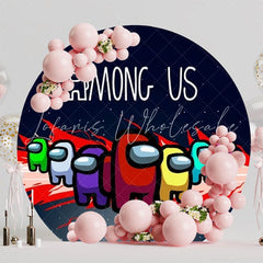 Among Us Space Game Round Backdrop For Mystery Party Theme