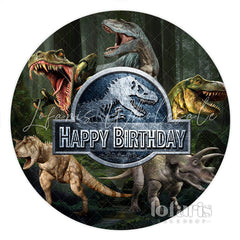 Lofaris Ancient Dinosaur Round Birthday Backdrop For Boy