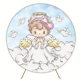 Angel Baptism Blessing Round Backdrop For Religious Ceremony