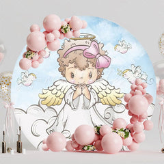 Angel Baptism Blessing Round Backdrop For Religious Ceremony