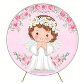 Angel Baptism Round Backdrop For Sacred Ceremony Celebration Fun