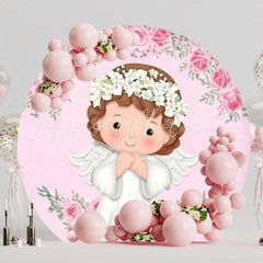 Angel Baptism Round Backdrop For Sacred Ceremony Celebration Fun