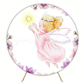 Angels Flowers Christening Round Backdrop for Special Event