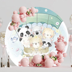 Animal Balloons Round Backdrop for Fun Celebration Theme