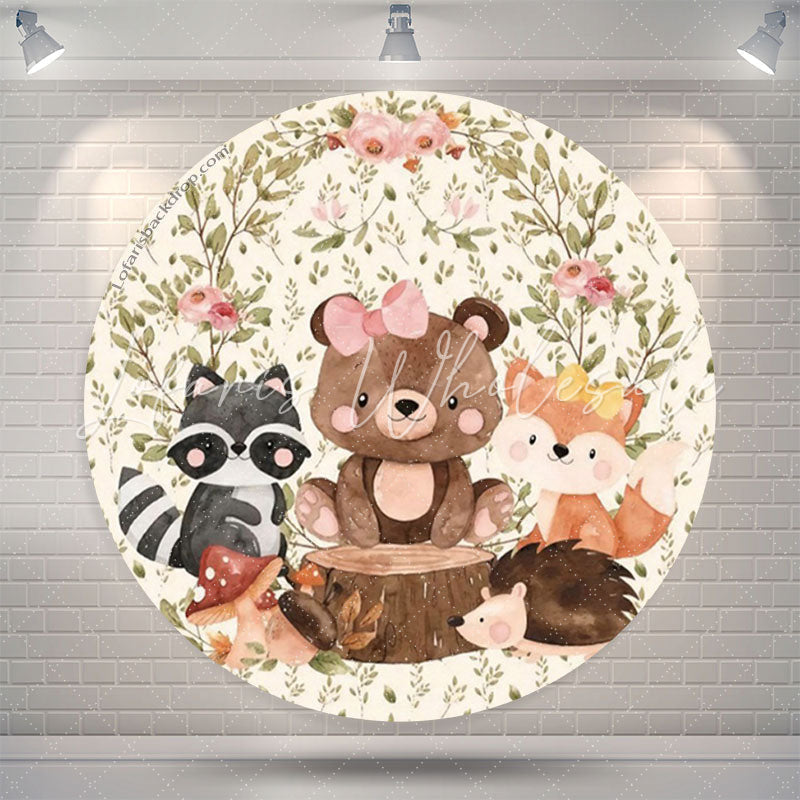 Lofaris Animal Floral Leaves Round Backdrop For Birthday