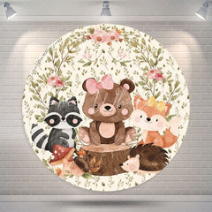 Lofaris Animal Floral Leaves Round Backdrop For Birthday