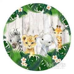 Lofaris Animal Leaves Safari Round Baby Shower Backdrop