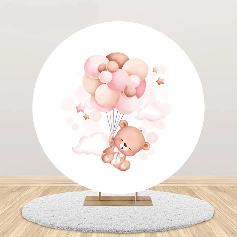 Lofaris Animals Air Balloon Star Round Baby Shower Backdrop