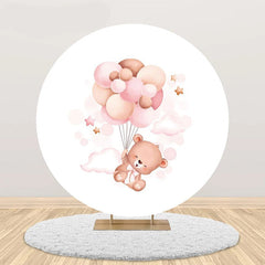 Lofaris Animals Air Balloon Star Round Baby Shower Backdrop