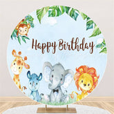Lofaris Animals And Grassland Circle Happy Birthday Backdrop