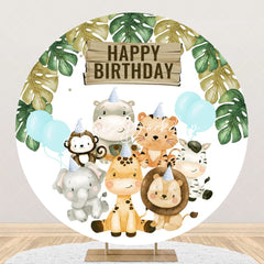 Lofaris Animals Leaves Balloons Circle Birthday Backdrop