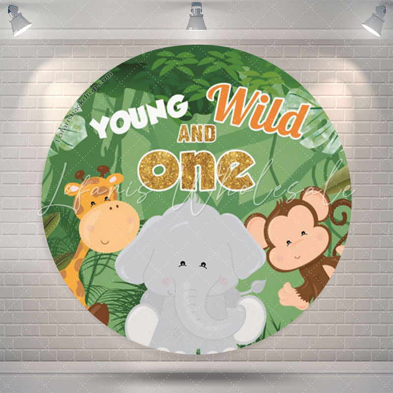Lofaris Animals Young Wild One 1st Birthday Circle Backdrop
