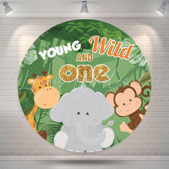 Lofaris Animals Young Wild One 1st Birthday Circle Backdrop