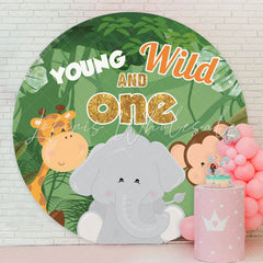 Lofaris Animals Young Wild One 1st Birthday Circle Backdrop