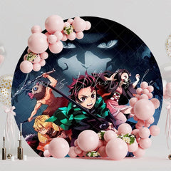 Anime Demon Slayer Birthday Party Round Backdrop For Unique Theme
