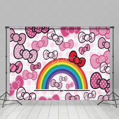 Anime Hello Cat Pink Bow Tie Birthday Backdrop For Girls
